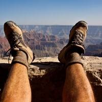 Lekker lui na een zware hike, North Rim Grand Canyon