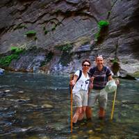 Jan en Sjé in de Virgin River Zion Canyon