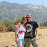 Joost en ik bij het Hollywood sign
