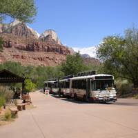 Met de Shutle-bus in Zion National Park 