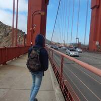 Rens op de Golden Gate Bridge