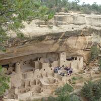 Cliff Palace- rotswoningen van de Indianen uit de 12de tot 14de eeuw in Mesa Verde