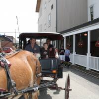 Een rondje in het karretje van de Amish en paard Mollie