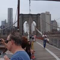 Skyline Manhattan vanaf de Brooklyn Bridge
