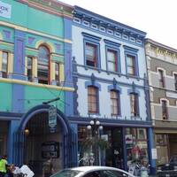 Kleurige gebouwen in oude deel van Victoria.