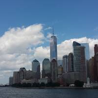 zicht op Manhattan vanaf Liberty Island