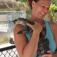 A hug with an alligator 