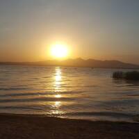 Gijs, zonsondergang bij Lake Havasu