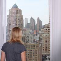 Uitzicht vanuit onze kamer op de 23ste verdieping van hotel Riu