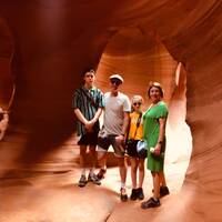 Happy family in Antelope Canyon